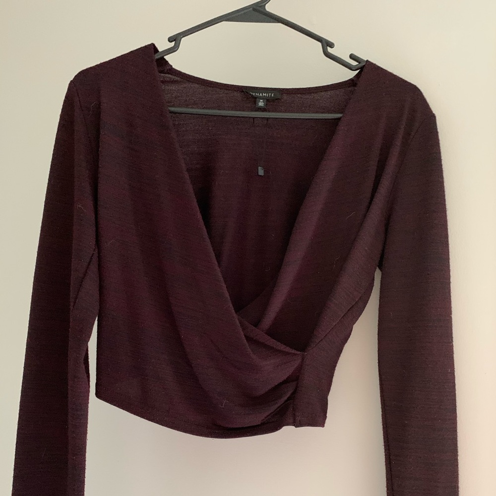 3for$35 or free  Dynamite Med Burgundy Cropped top